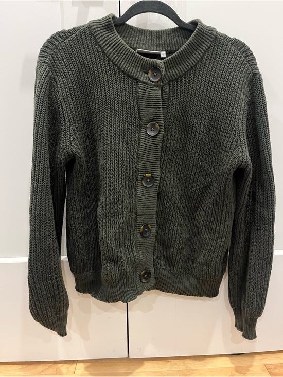 Minimum Sweaters - Minimum Olive Green Chunky Button-Front Cardigan